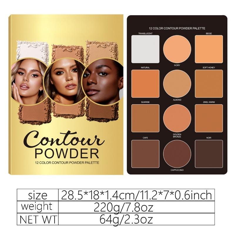 1PC 12-color Powder, Makeup, Grooming Tray, Concealer, Highlight and Brighten, Three-dimensional Matte Beauty.