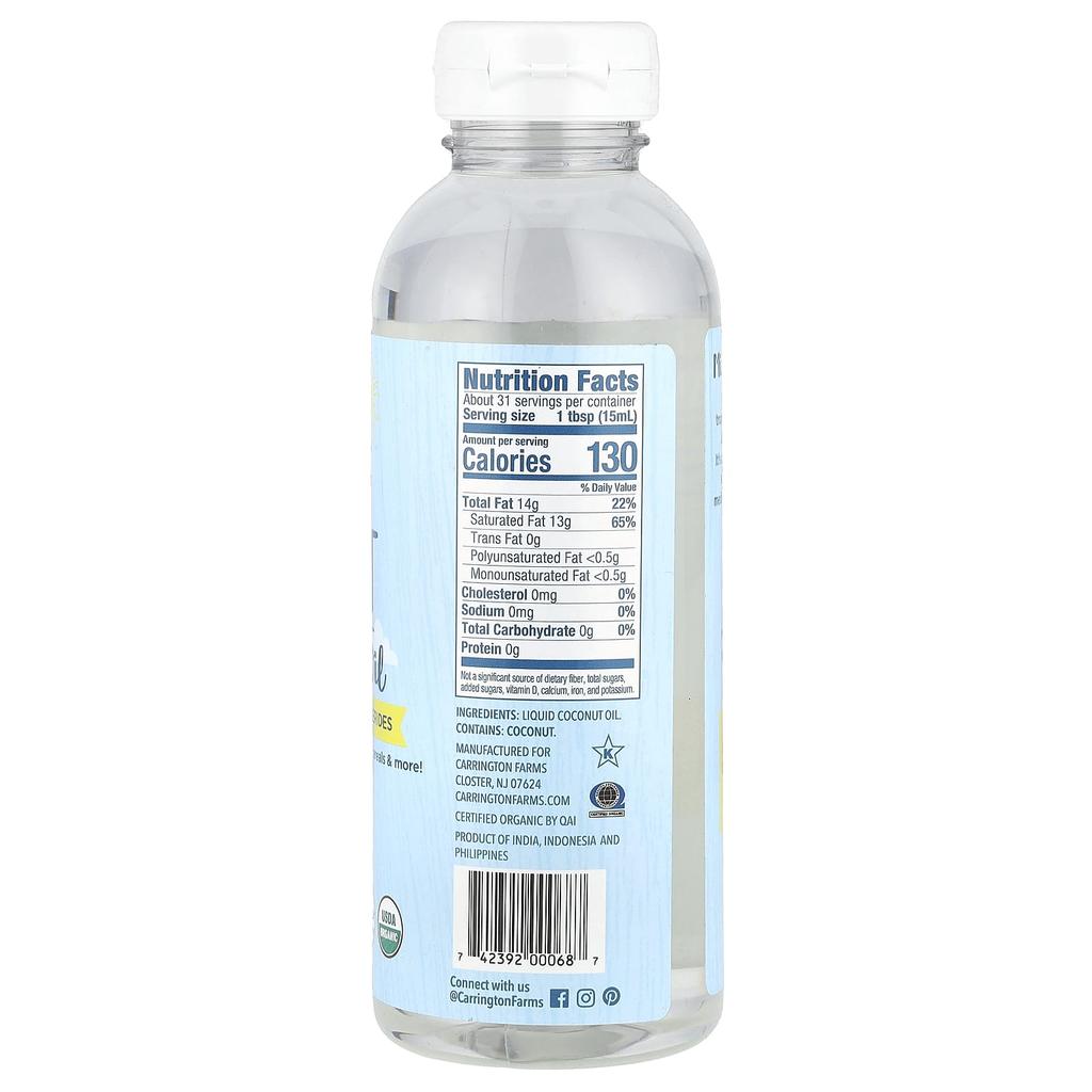 Organic Mct Liquid Coconut Oil, 473Ml(16Fl Oz)