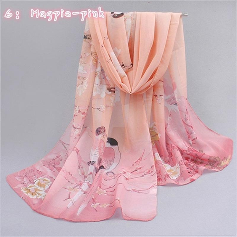 160*50cm Chiffon Fashion Scarf - Striped Floral Print Shawl For Sun Protection And Holiday Gifts