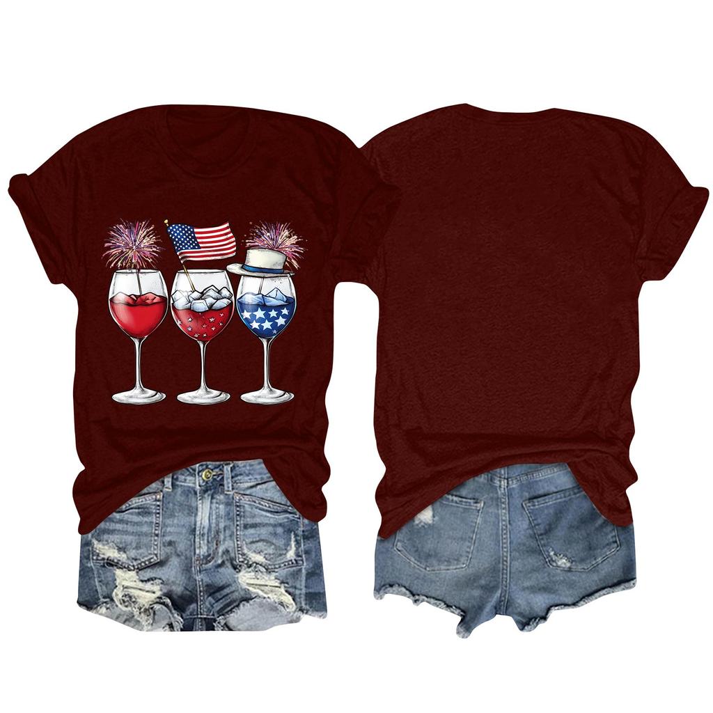 Women's Fashion Plus Size Vintage LA Print Casual Short-Sleeved Top