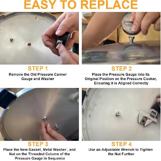 Pressure Cooker Gauge Fastener Pack for Presto, 82248 Gauge Gasket Replacement Parts for Pressure Canner Steam Gauge 85772 82237 8212, Provides Tight