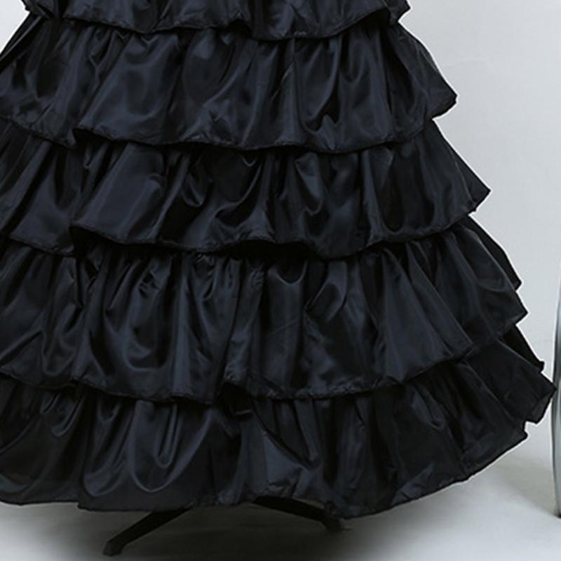 Women Crinoline Petticoat Black Ruffles Hoop Skirt Floor Length Ball Gown Slip Girls Underskirt for Wedding Bridal Dress