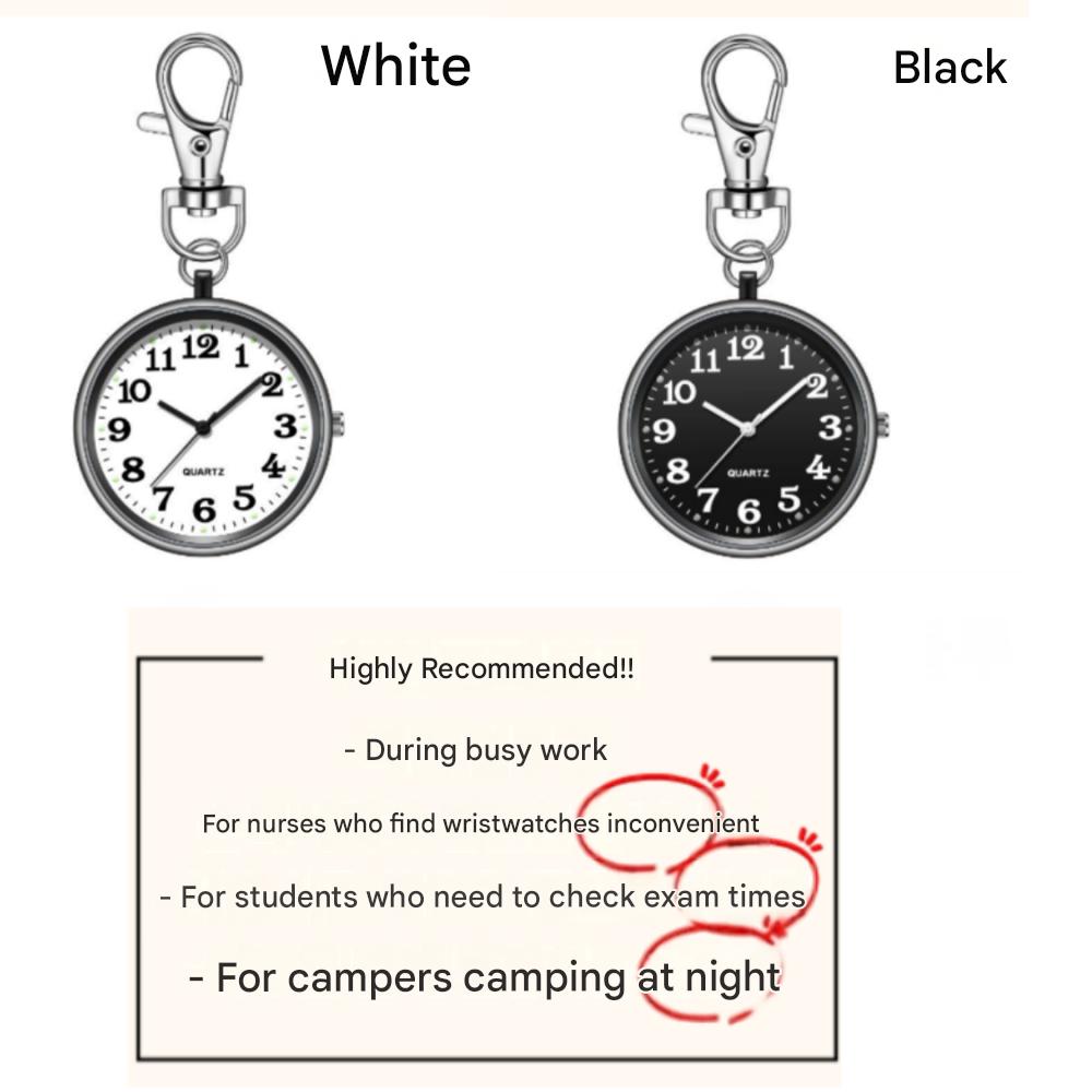 Mini Watch Keyring, 1 Set(White+Black), Nurse, Exam Taker, Camper