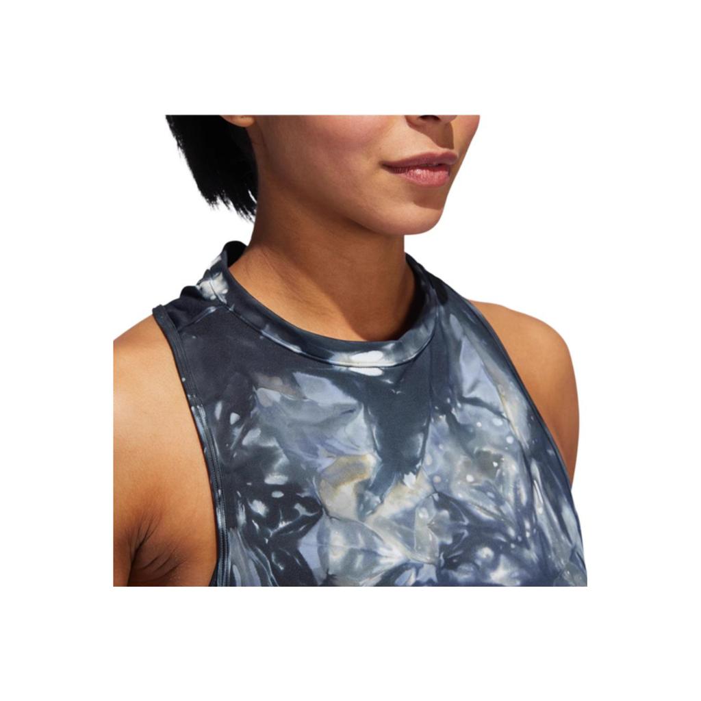 Adidas Parley All-Over Print Round Neck Sleeveless Sports Tank Top Women Tops Blue EJ7826