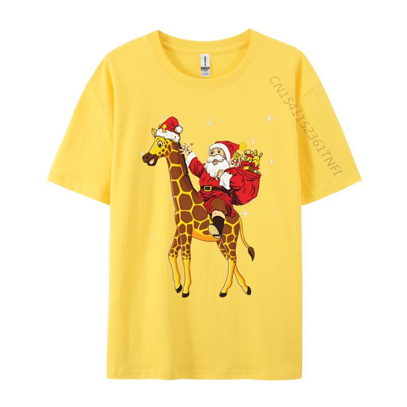 Christmas Giraffe Santa Claus Riding Tshirt Unisex Funny Tshirt Printed T Shirts Casual Oversized Tees