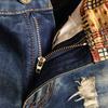 Men's Casual And Loose Broken Hole Stitching Drape Characteristic Foot Denim Shorts