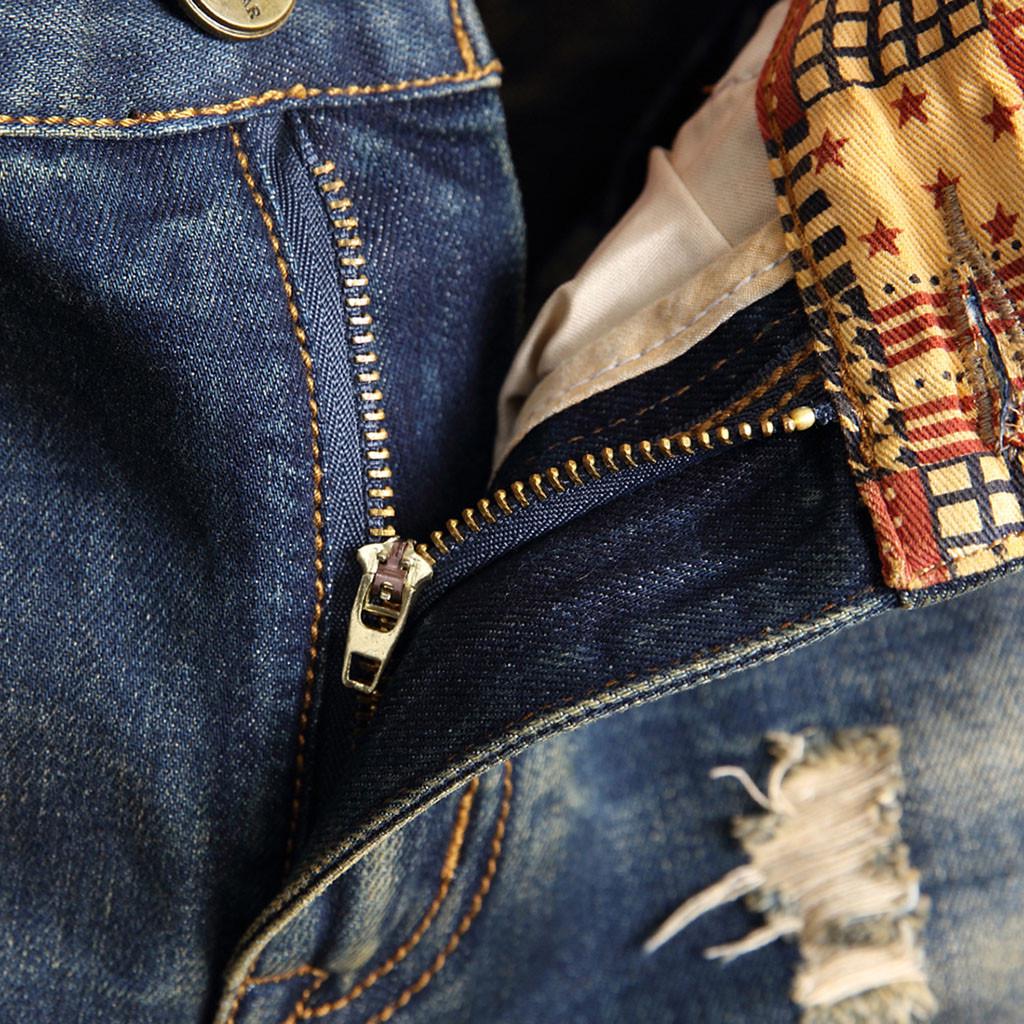 Pánské ležérní a volné šortky s prošíváním s rozbitou dírkou Charakteristické pro nohy džínové šortky