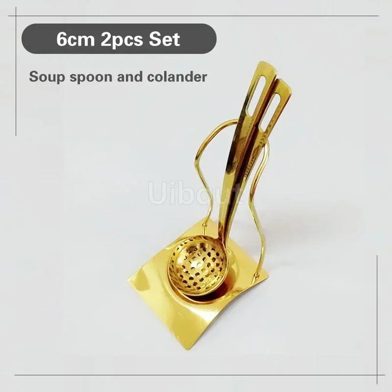 Leaky Stainless Steel Gold Plated Spoon Thickened Household Commercial Spoon Hot Pot Restaurant Ladle Cooking Soup Spoons
