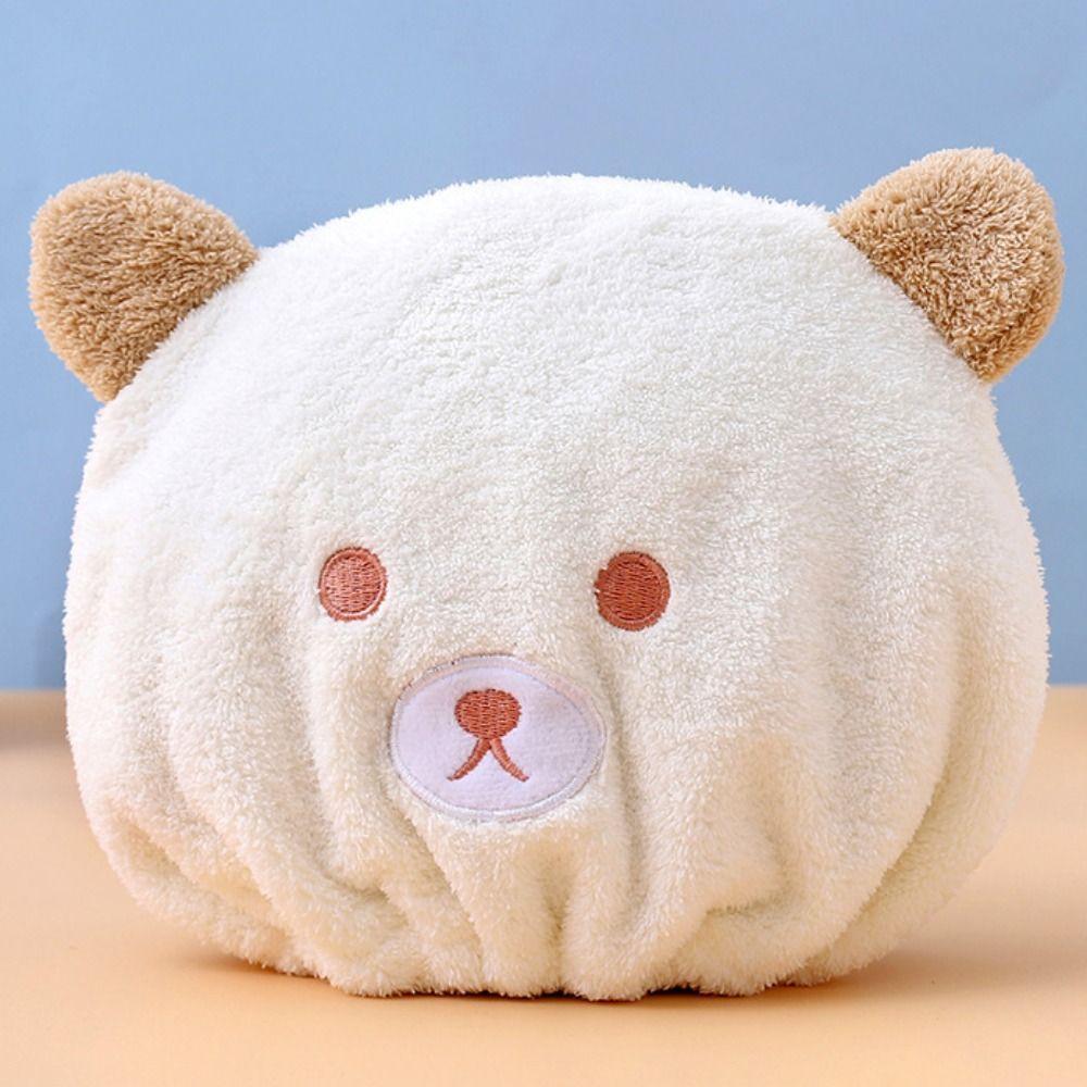 Shower Hat Quickly Dry Hair Hat Little Bear Cartoon Hair Towel Lovely Hair Drying Cap Towel
