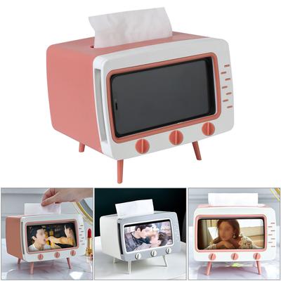 Storage Napkin Case Organizer with Mobile Phone Holder Creative Desktop Paper Holder Dispenser New TV Tissue Box