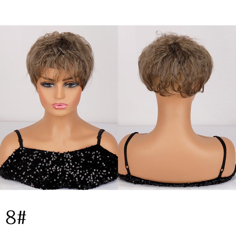 

MISSQUEEN женские короткие волнистые коричневые волосы из синтетического волокна с челкой 3D воздушные волосы для наращивания волос топперы для женщин повседневная одежда