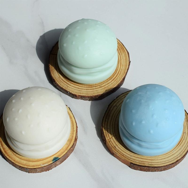 Soap Molds Scented Candle Mould Silicone Craft Moulds Hamburger Shaped Clay Mold Silicone Material for Hand-Making Lover
