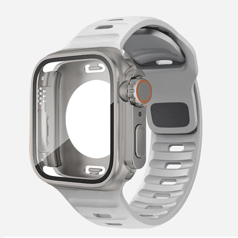 360 Waterproof Case+Silicone Strap for Apple Watch 9 8 7 Band Appearance Upgrade Ultra 49mm Iwatch Series 8 7 6 SE 5 4 3 2 1