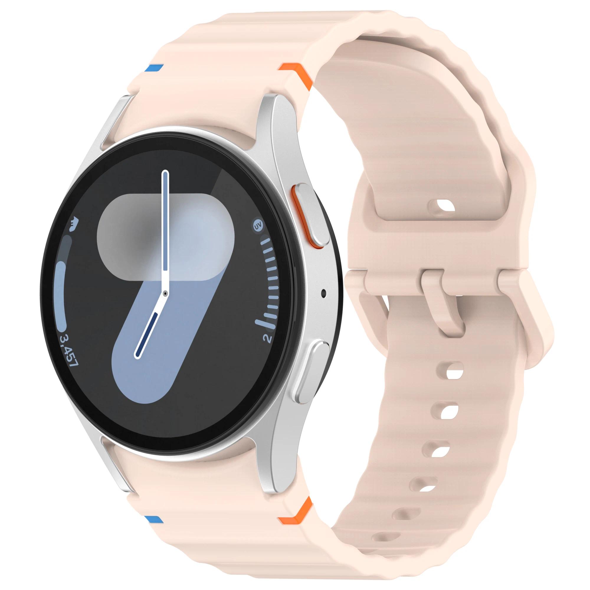 

Официальный силиконовый ремешок для Samsung Galaxy Watch 7/FE/6/5/4 44мм 40мм 5 Pro Браслет Волна для Watch 6 4 Classic 46мм 42мм Ремешок Galaxy Watch 7 40mm розовый