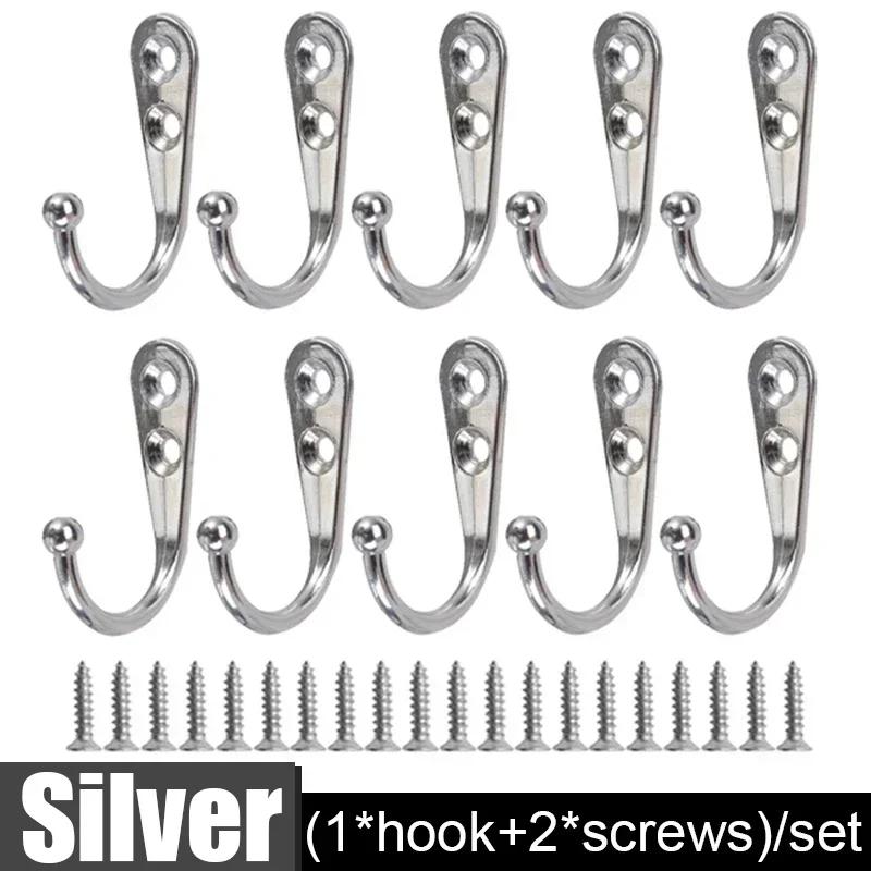 30/1Pcs Small Hook Door Wall Mounted Hooks with Screws for Hanging Coat Bag Robe Towels Keys Kitchen Bathroom Rack Accessories