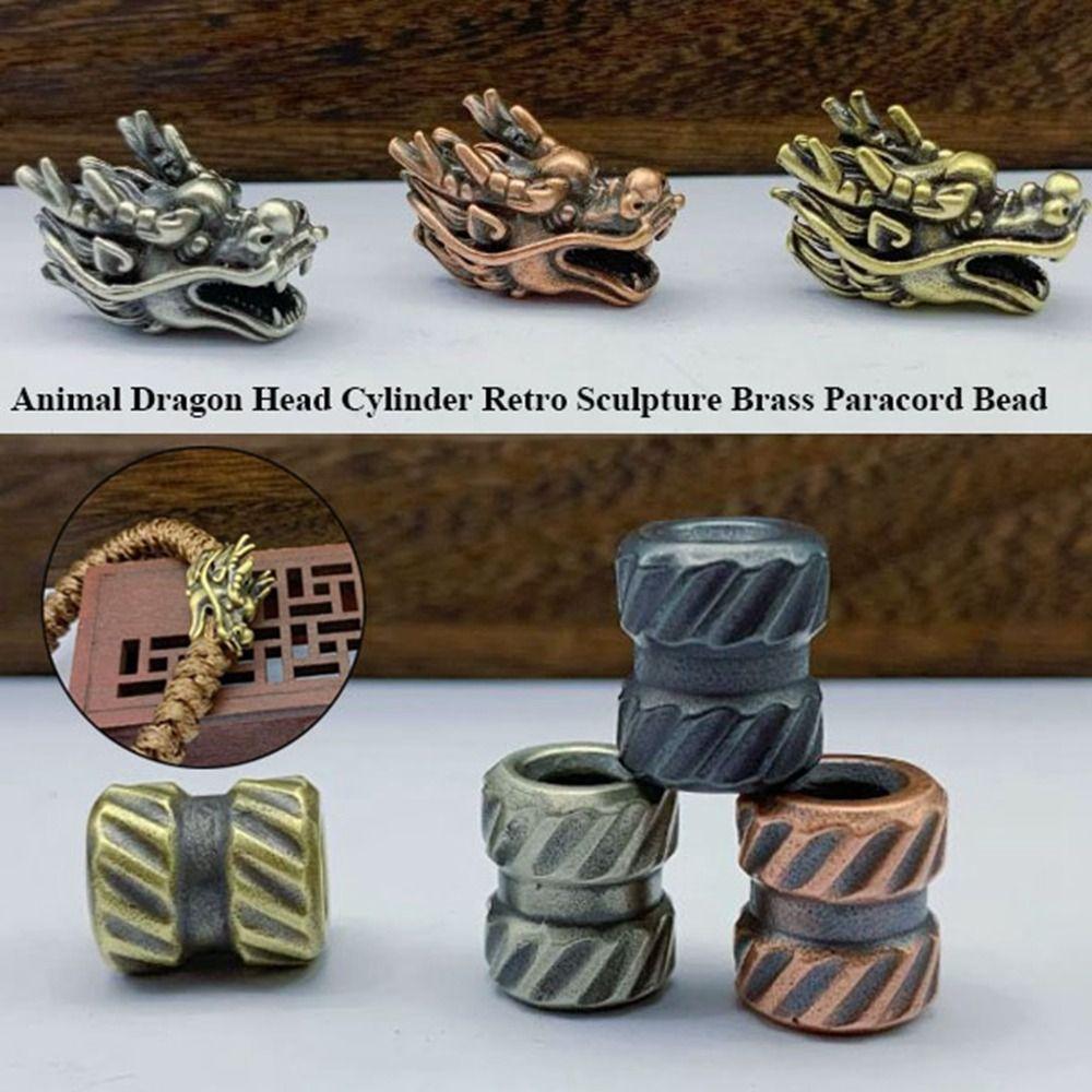 DIY Jewelry Accessories Retro Sculpture Bead Charms Brass Paracord Bead  EDC Outdoor Tool