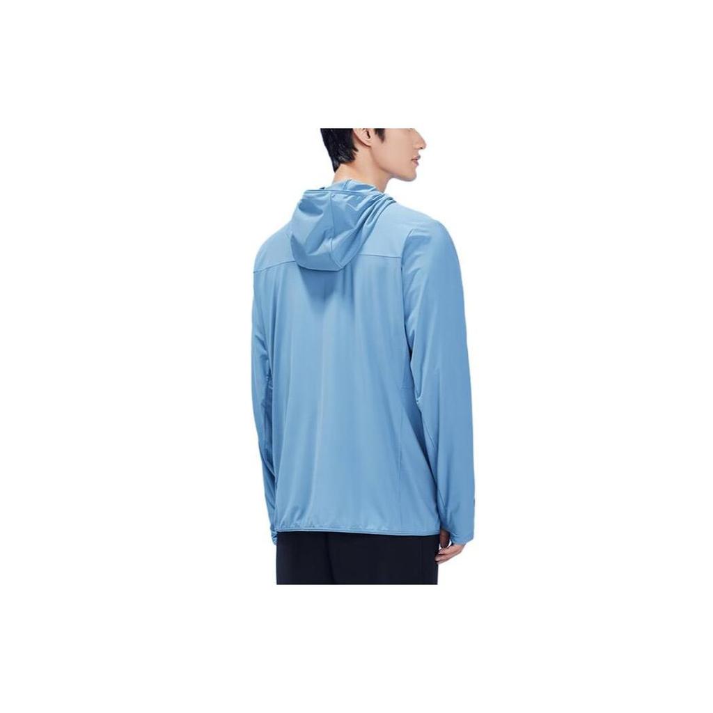 Anta Training Series Solid Color Knitted Hooded Sun Protection Jacket Men Jackets Expedition-Blue 152327703-3