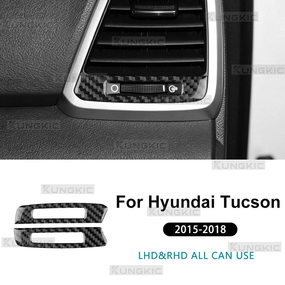 Carbon Fiber Style Air Vent Sticker for Hyundai Tucson 2015-2018 Interior Decoration Black Carbon Fiber чёрный