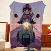 Anime L-Laid B-Back C-Camp Throw Flannel Throw Blanket, Lightweight Cozy, Durable Washable Cute Cool