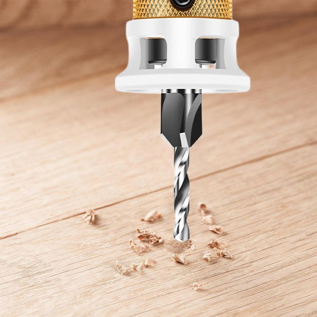 4Pieces Steel Countersink Drill Bits with Adjustable Depth Control Collar 2.8/3.2/3.5/4mm for Wood Plastic Drilling