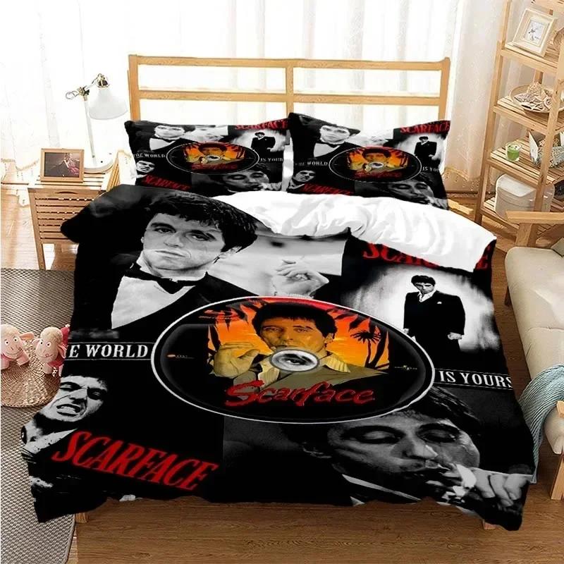 Tony Montana Scarfaces Printed Bed Set Duvet Cover Pillowcase Bedding Set Bed Linen Sheet Quilt Cover Full Queen King Size