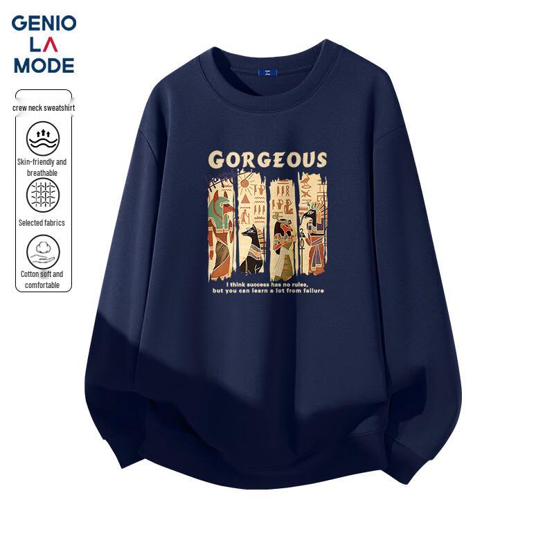 

GENIOLAMODE Men s Golden Egypt Print Pullover Sweatshirt 2XL