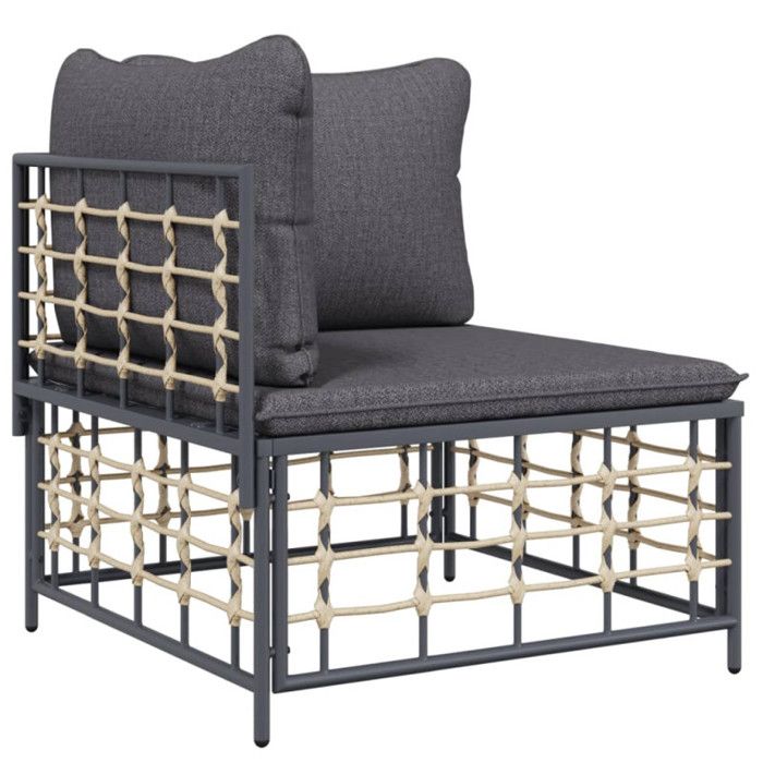VidaXL Salon de jardin 9 pcs avec coussins anthracite résine tressée, ensemble de salon, ensemble de salon d'extérieur, 3186811