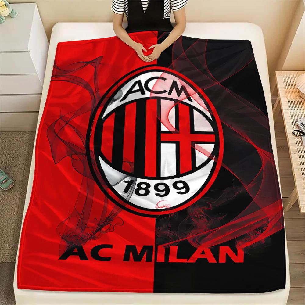 

1 шт. Фланелева ковдра з принтом AC Milan, Висока якість, Для всіх сезонів, Декор для дому, Тепло та затишок, Ідеально для Різдвяних подарунків 130cm x 150cm