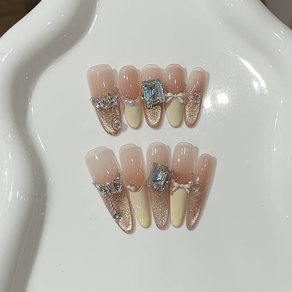 Sweetheart Leader Summer Sweetheart Cream Yellow French Bow Sticker Diamond Flash Cat Eye Wear Armor