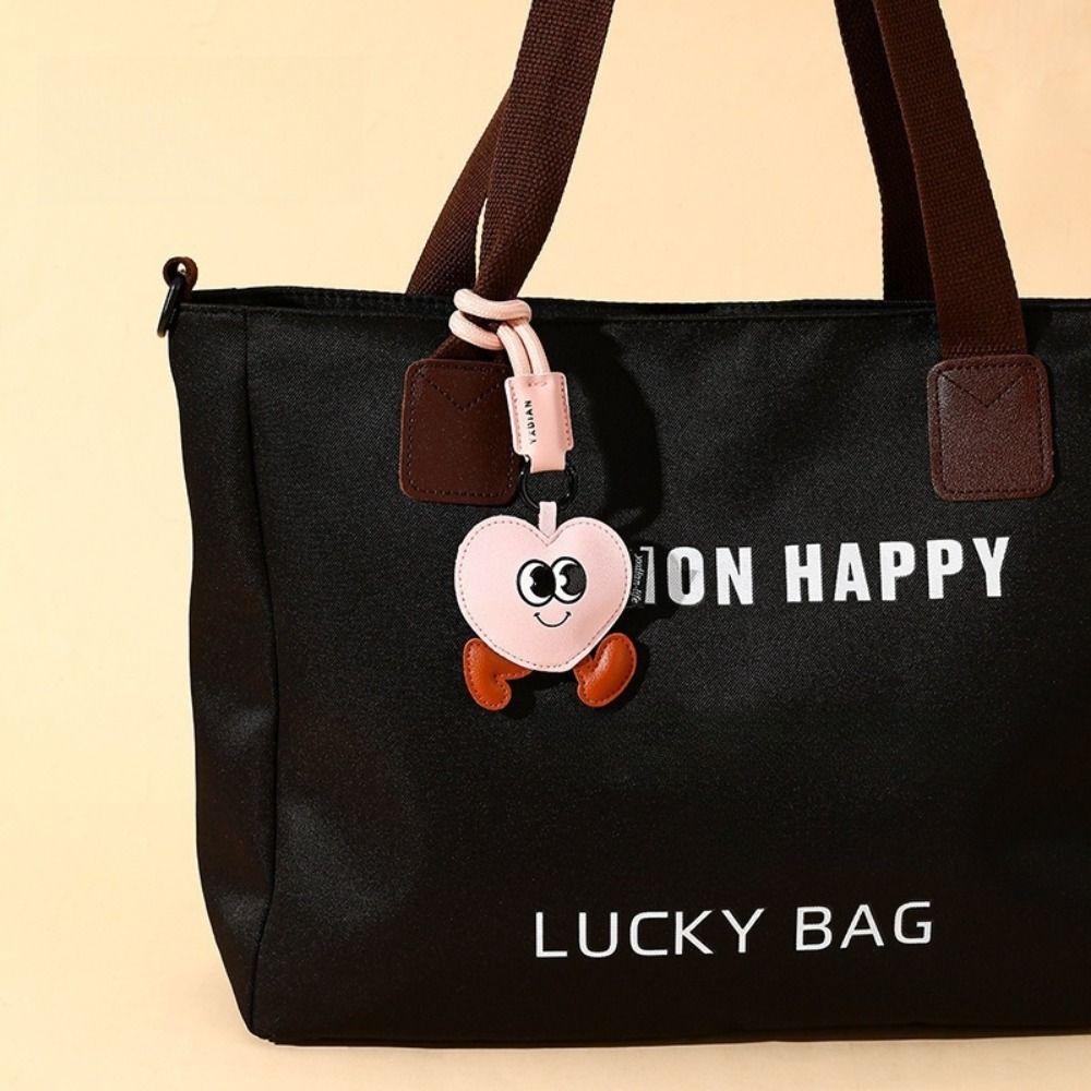 Big Eyes Leather Flower Pendant Cute Heart Pendant Keychain Kawaii Cartoon Keychain  Gift