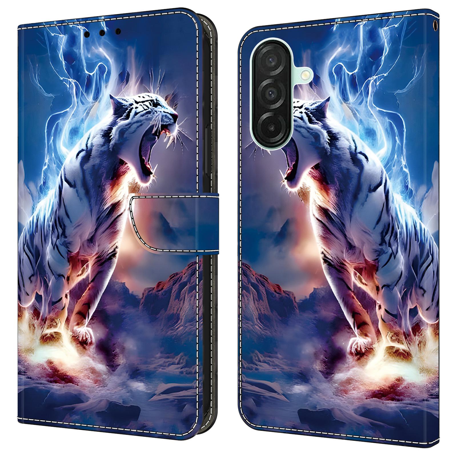 

For Samsung Galaxy A26 5G Leather Case Pattern Printing Wallet Stand Anti Drop Phone Cover Thunder Tiger