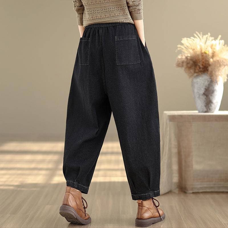 DIMANAF 2025 Autumn Winter Plus Size Women Jeans Cotton Denim Long Pants Vintage Bottoms