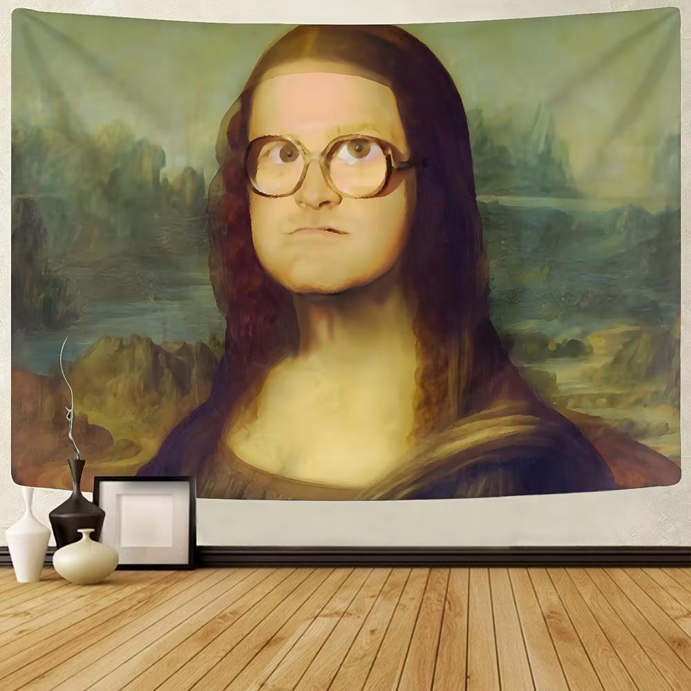 Humorná parodie na Monu Lisu Tapiserie Unikátní umění Domácí dekorace Nástěnná závěsná Perfektní do obývacího pokoje/ložnice pro přidání zábavné atmosféry