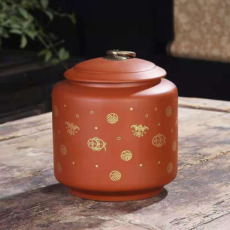 Medium Ceramic Sealed Jar Moisture Resistant Household Purple Clay Tea Can Gift Tea Box Tea Packaging Jars Ceramic Jar Teaset