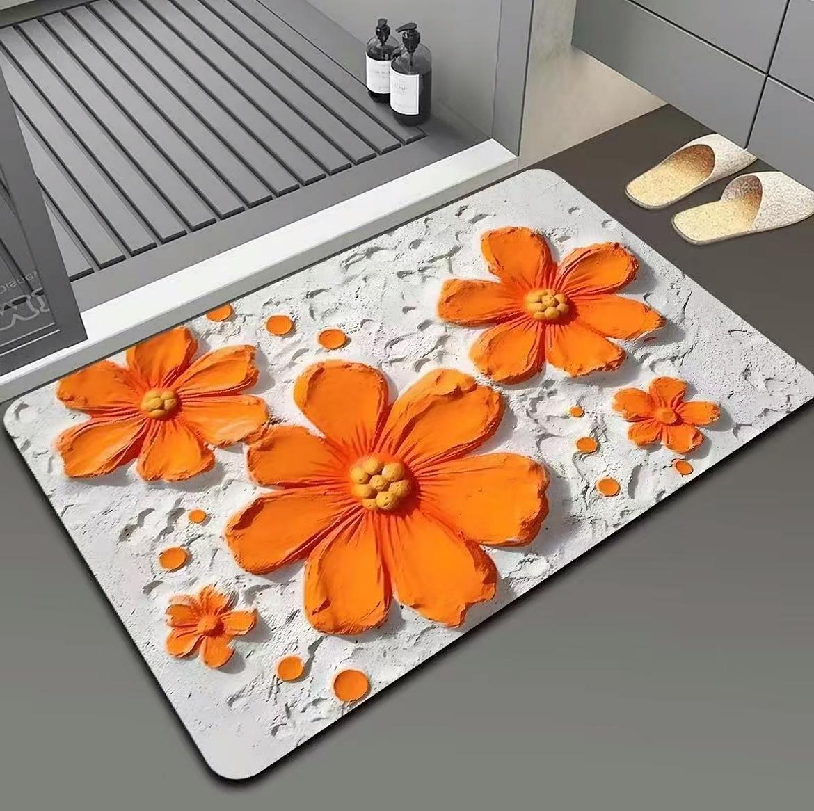 

Цветочный Минималистичный Придверный Ковер Коврик для Ванной из Диатомита Впитывающий Воду Коврик для Прихожей Ванной Комнаты Домашнее Украшение 40X60CM (1.3X2FT