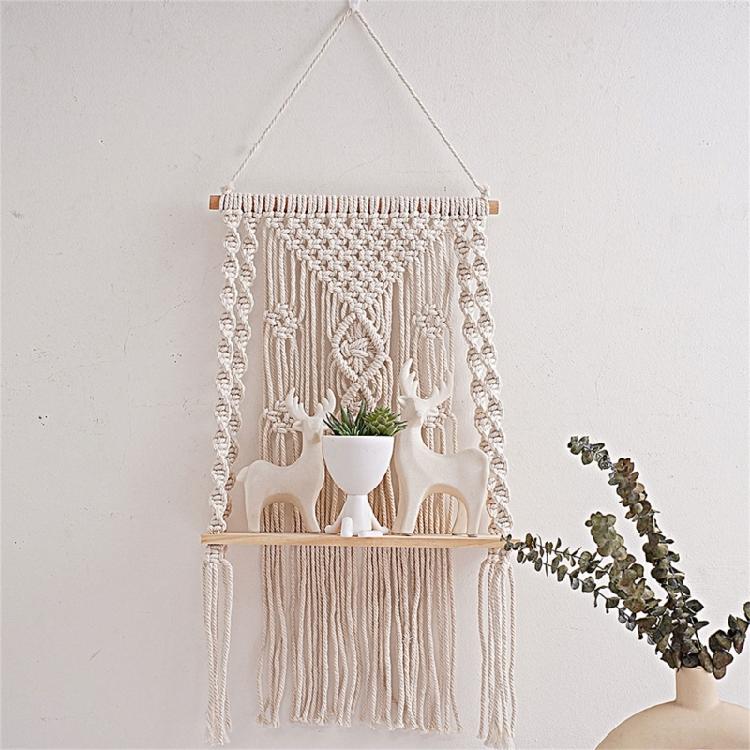Handwoven Shelf Vintage Wall Organizer Bohemian Floating Shelf Home Decorations