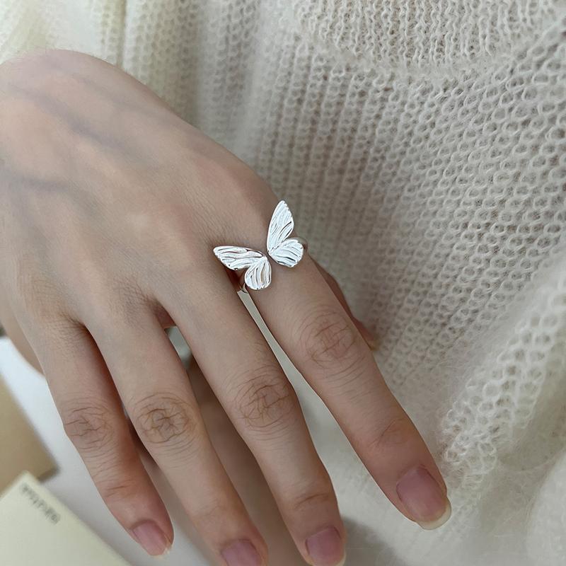 New 925 Sterling Adjustable Elegant Butterfly Ring For Women Geometric Handmade Butterfly Ring Party Christmas Gift Fine Jewelry