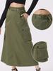 Allegra K Women's Midi Cargo Skirt, Trendy Y2K Skirt, Zip-Up High-Waisted Straight Long Skirt with Pockets, Army Green, Size L