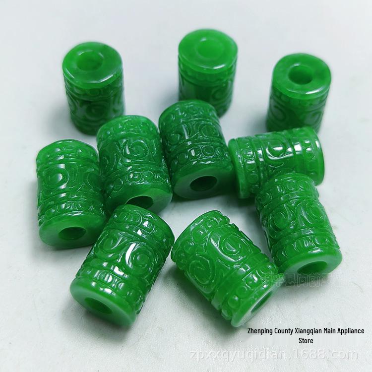 12x15mm Jade Ruyi Barrel Beads for DIY Jewelry, Green Necklace & Bracelet Accessories.