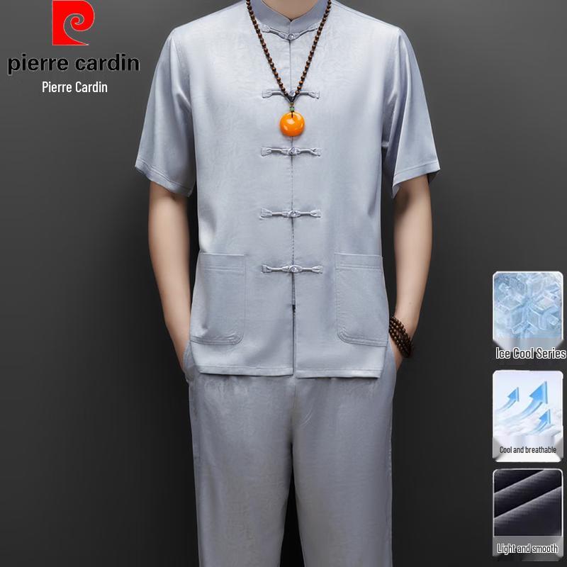 

Pierre Cardin Men s Summer Chinese Style Short Sleeve Tang Suit 43