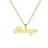 Personalized 18K Gold Plated Stainless Steel Name Necklace with Engraving and Box Chain