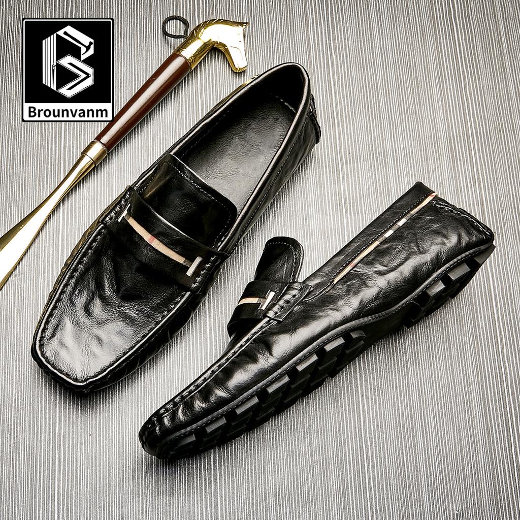 Bowei Men'S Shoes Genuine Leather Doudou Shoes Men'S Soft-Soled Casual Comfortable Shoes Breathable One-Pedal Lazy Leather Shoes