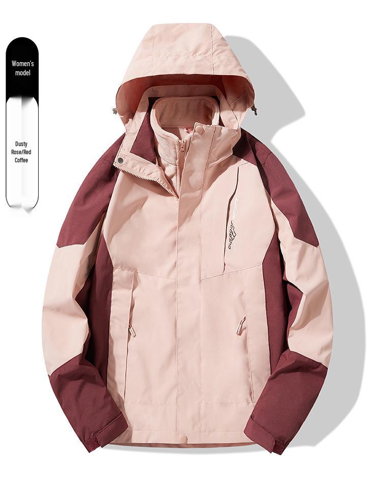 Unisex Three-in-One Waterproof Windproof Mink Fleece Hiking Jacket - Custom LG