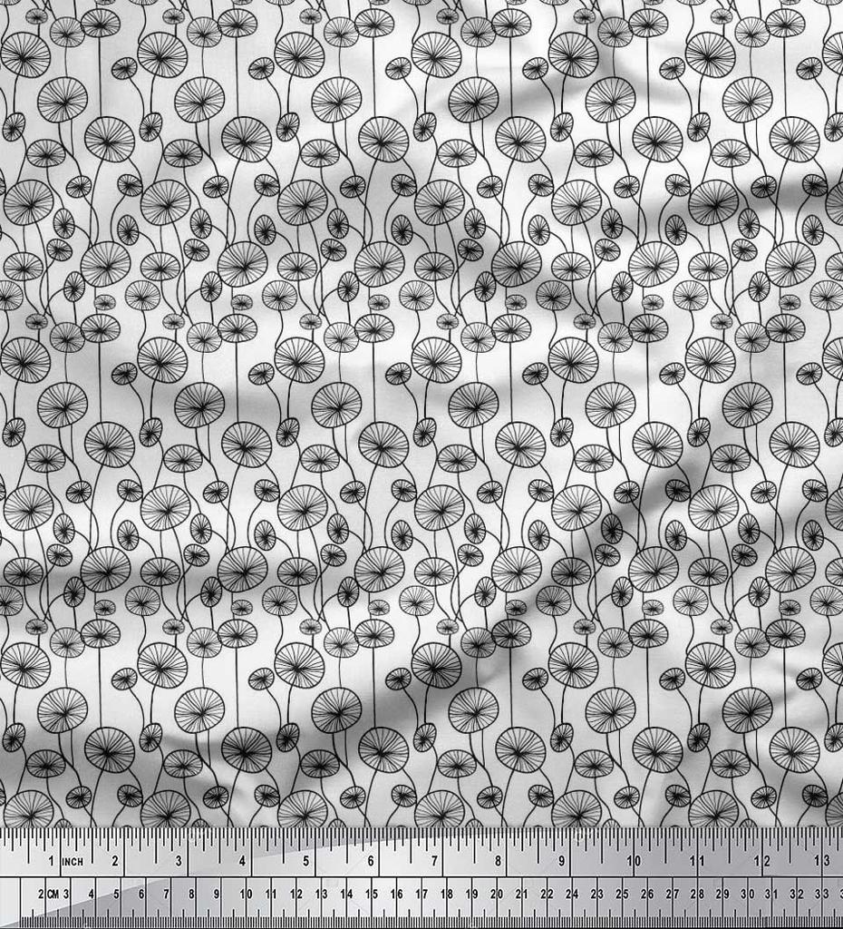 Soimoi Japan Crepe Satin Fabric Artistic Floral Decor Fabric Printed Metre 42 Inch