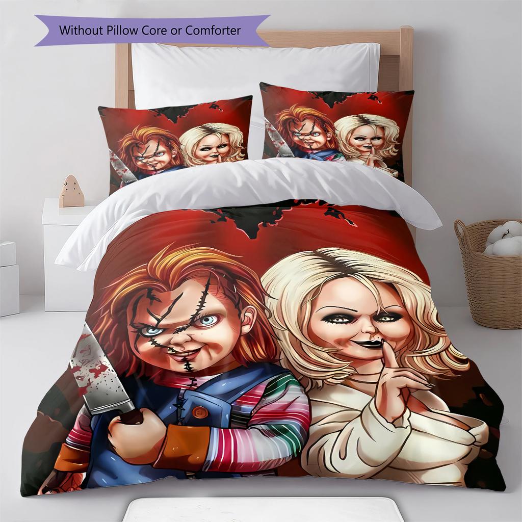 Chucky Pattern Bedding,Quilt Set Quilt Cover Pillowcase Home Birthday Gift (1 * Duvet Cover + 2 * Pillowcase, Without Core)