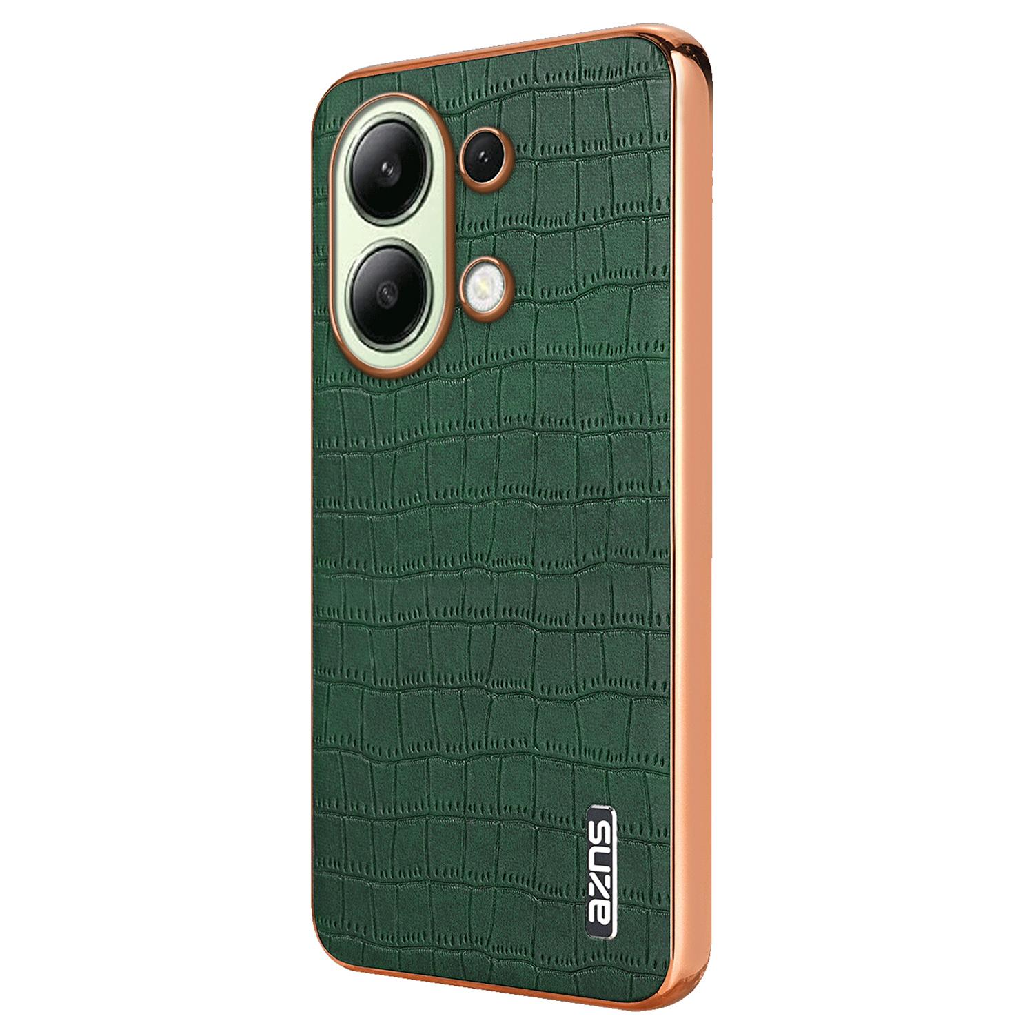

For Xiaomi Redmi Note 13 4G Case Electroplating Crocodile Texture PU+TPU Back Phone Cover Green