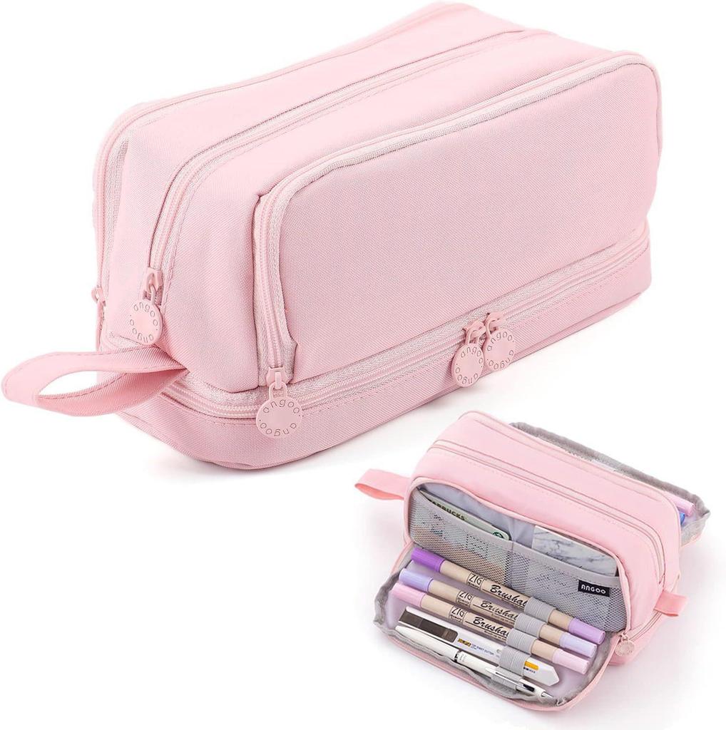 Multicolor Macaron Double Window Pencil Case – Stylish and Multifunctional Stationery Bag for Students