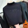 Half Turtleneck Bottoming Shirt for Women In Autumn Winter Korean Style with Velvet Warm Tees Long-sleeved T-shirt Top