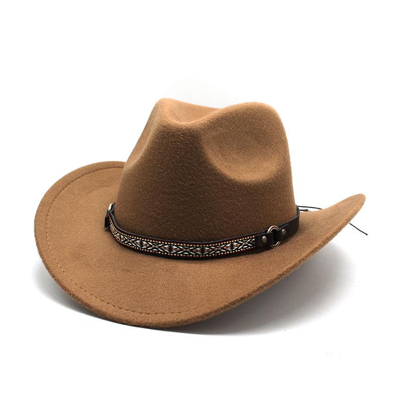 Western Cowboy Hat Woolen Top Hat Big Edge Jazz Felt Hat 10 Colors