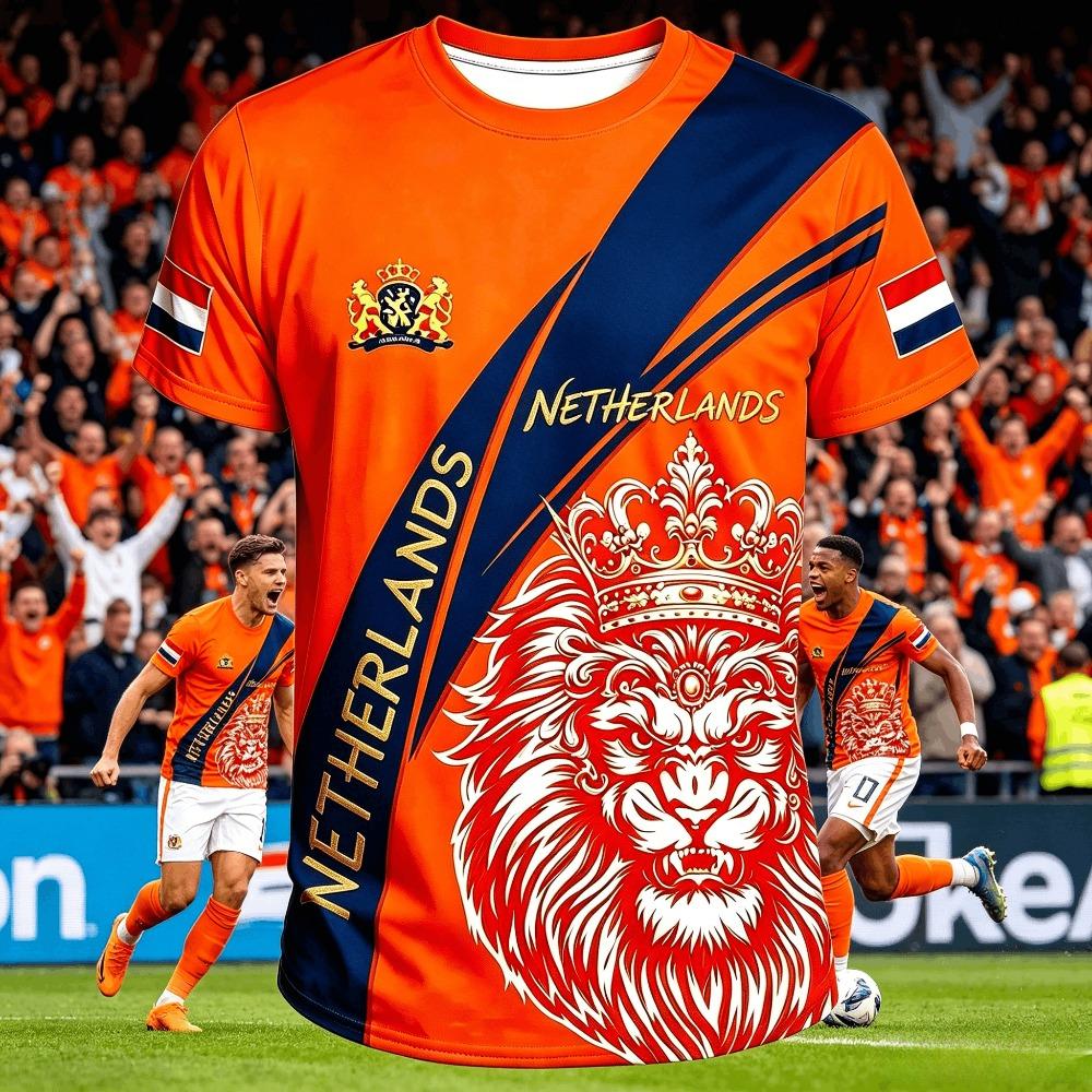 Summer Dutch Football Jersey Men 3D T-Shirt Jersey Soccer Fashion Print Casual Women Short Sleeve Men's Sports Tee Shirt